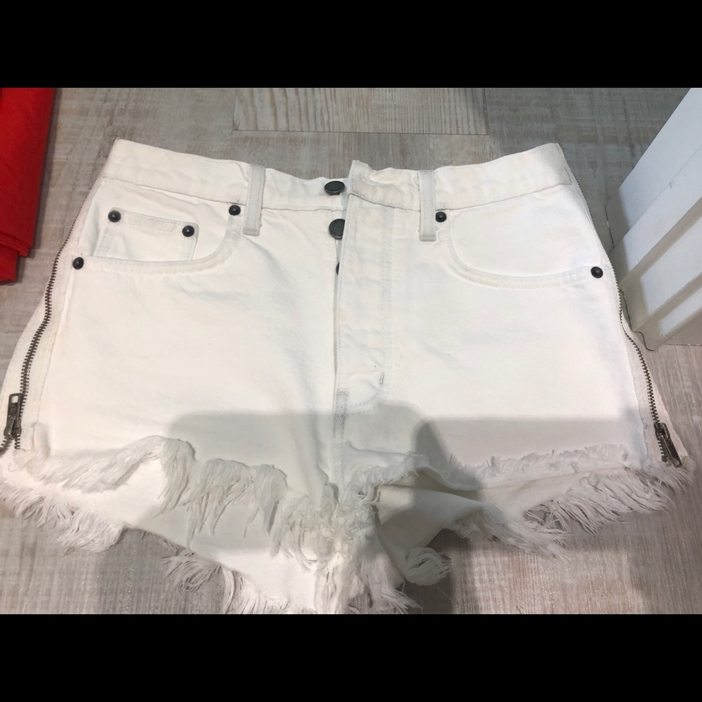 LF Carmar Denim White High waisted Jean Shorts